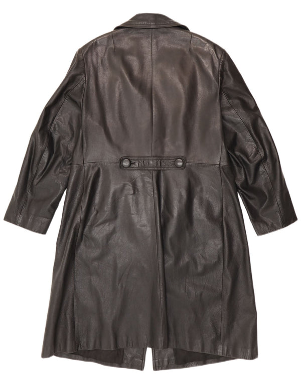 Винтажное женское кожаное пальто IT 52 2XL Черное