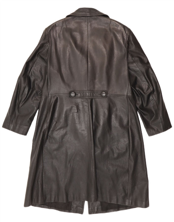 Винтажное женское кожаное пальто IT 52 2XL Черное