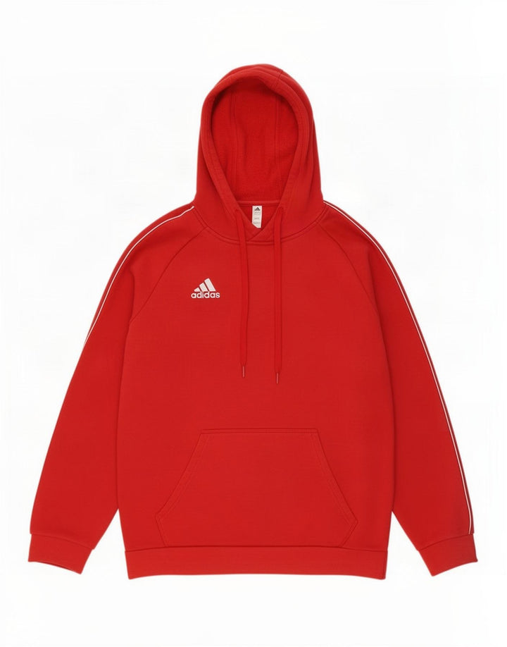 Мужской джемпер с капюшоном Adidas среднего красного цвета, хлопок