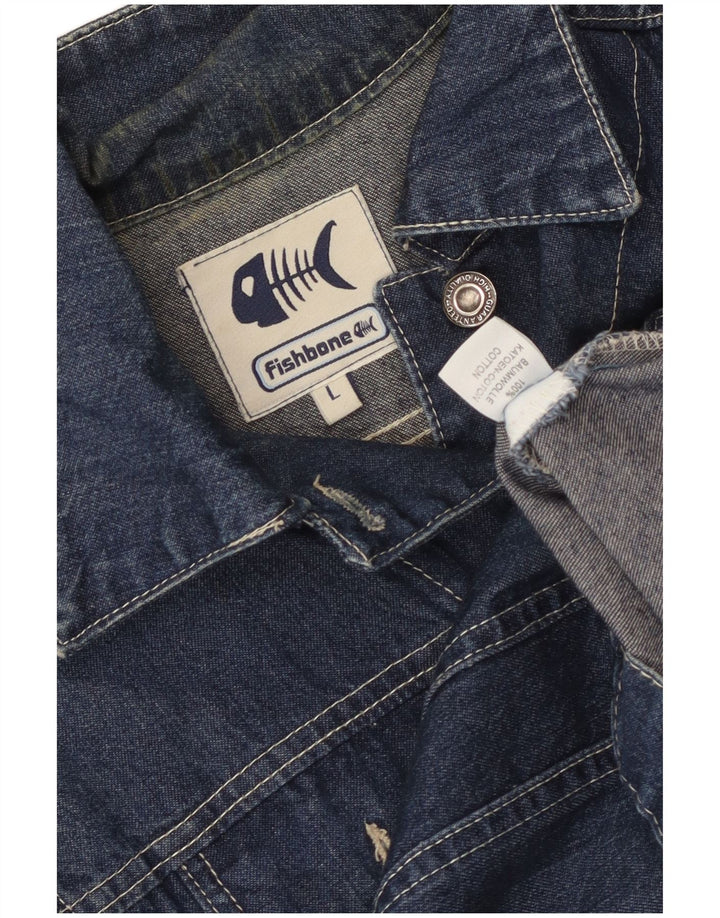 Женская джинсовая куртка Fishbone UK 14, большой размер, темно-синий, хлопок
