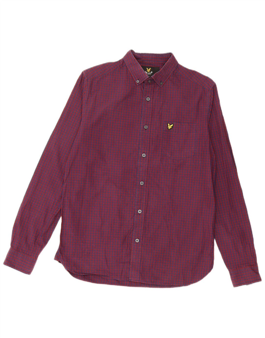 Мужская рубашка Lyle & Scott, маленькая, бордовая, в мелкую клетку, хлопок