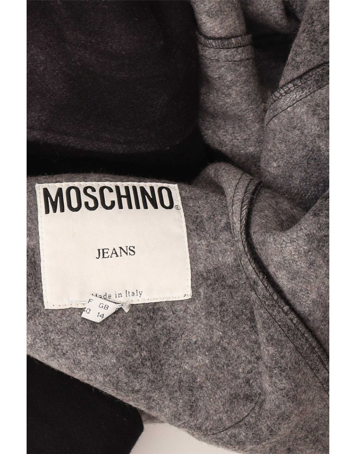 Женское пальто Moschino UK 14, средний черный, шерстяное с цветными блоками