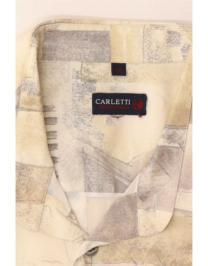 Carletti Мужская рубашка с коротким рукавом 2XL Бежевая в стиле пэчворк