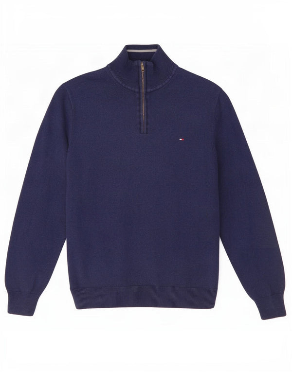 Женский джемпер с воротником на молнии Tommy Hilfiger UK 16, большой темно-синий хлопок