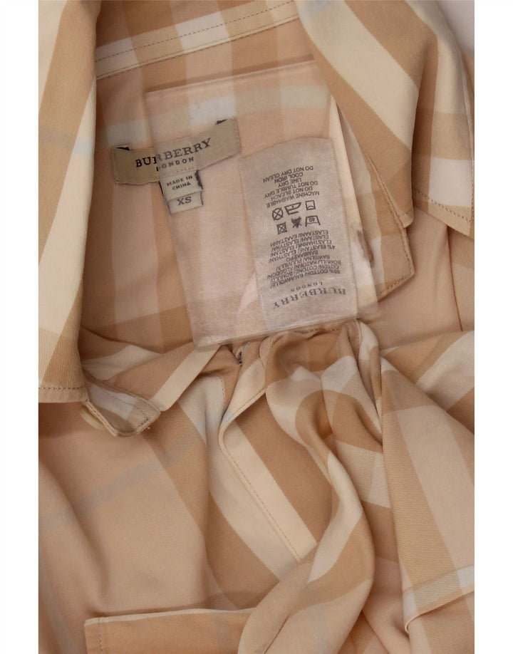 BURBERRY Женская рубашка UK 6 XS, бежевая клетка, хлопок