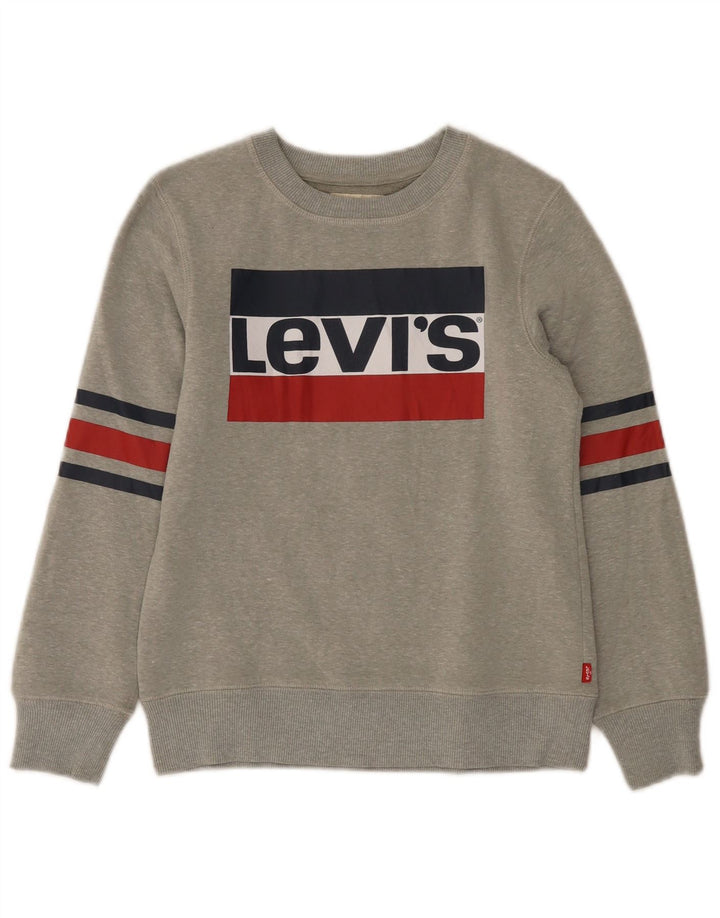 Джемпер с капюшоном Levi's для мальчиков 9–10 лет, серый в крапинку