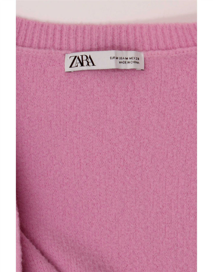 Женский кардиган Zara UK 12, средний розовый полиамид