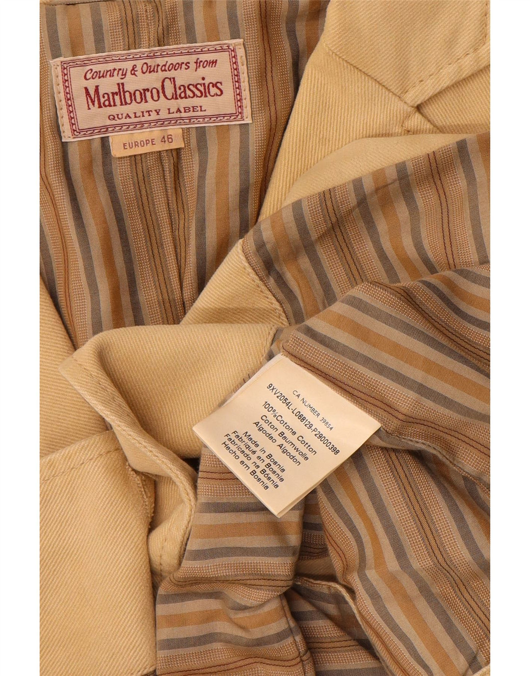 Женский пиджак Marlboro Classics на 3 пуговицах EU 46 XL, бежевый хлопок