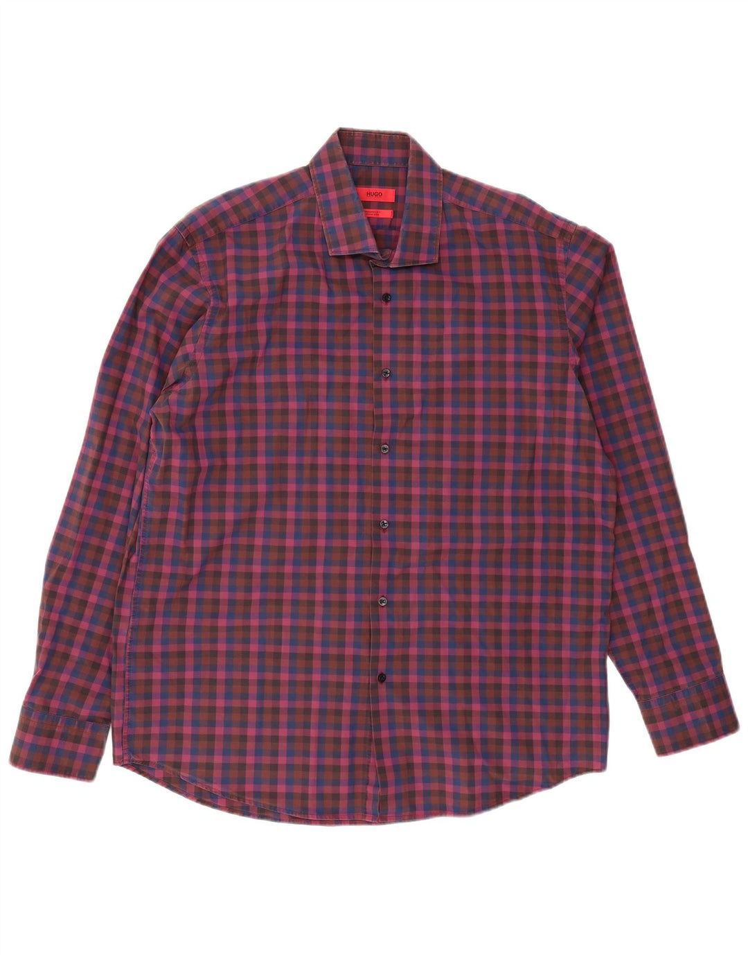 Мужская рубашка HUGO BOSS, размер 44 17 1/2 XL, фиолетовая клетка