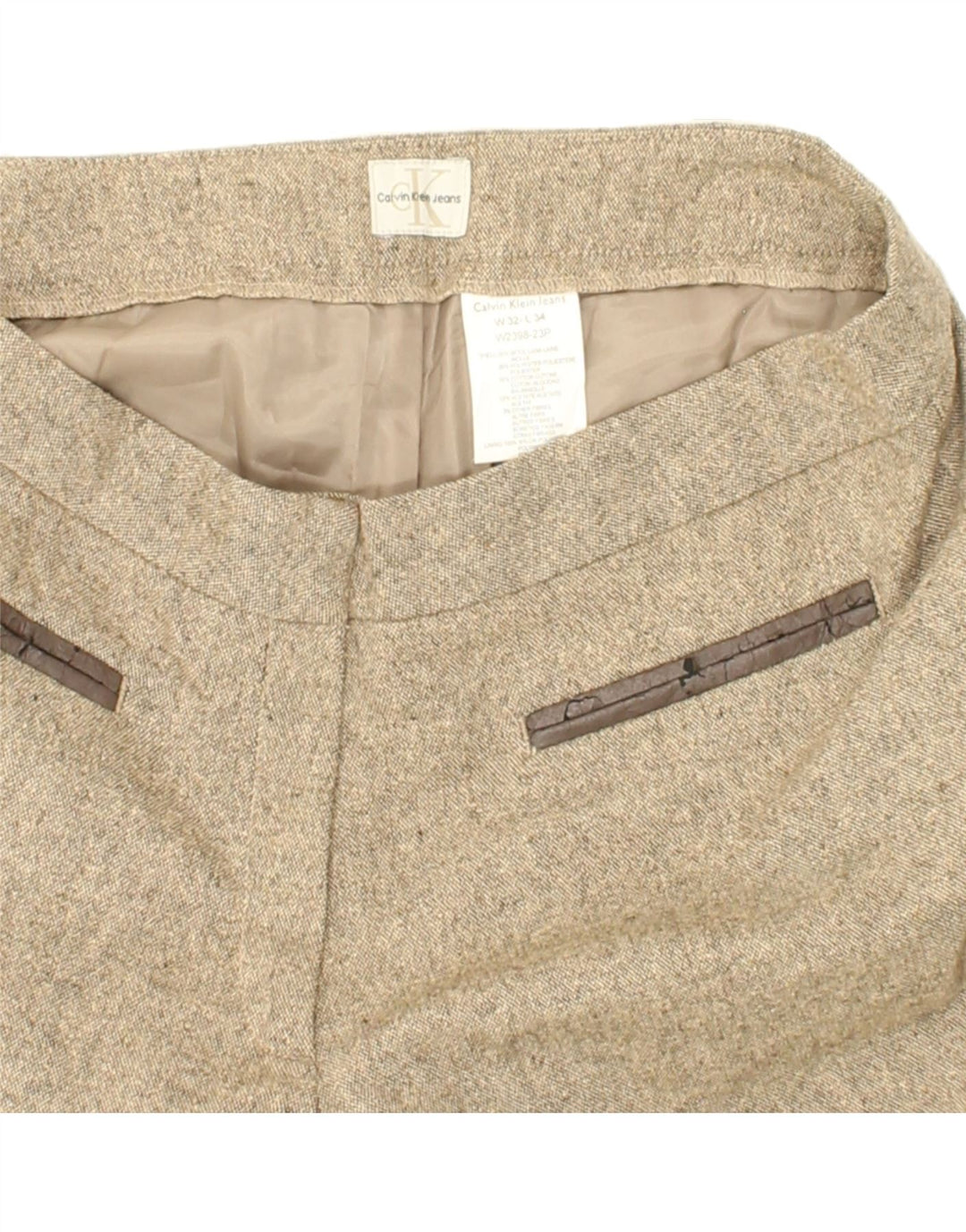 CALVIN KLEIN Womens Bootcut Casual Trousers W32 L34 Beige Vintage Calvin Klein and Second-Hand Calvin Klein from Messina Hembry 
