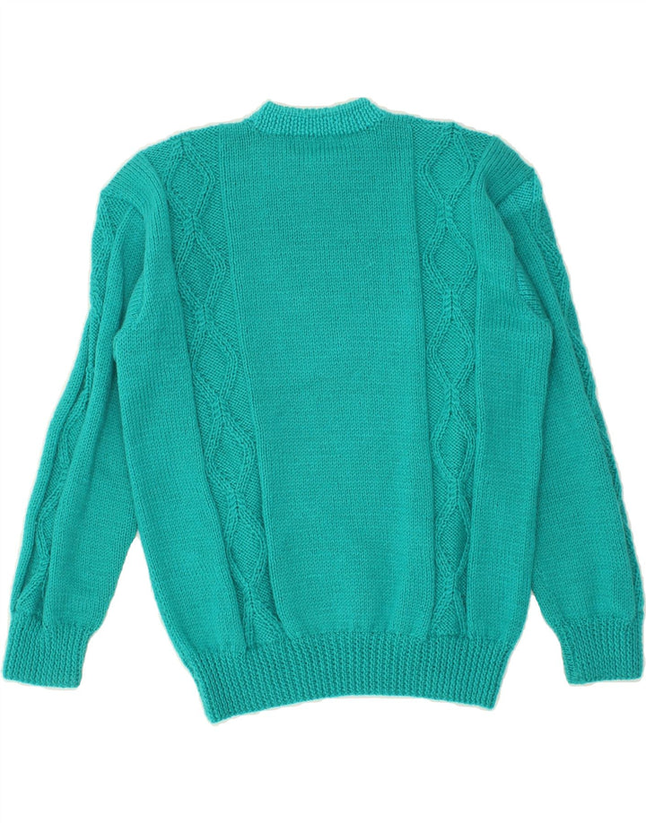VINTAGE Womens Crew Neck Jumper Sweater UK 14 Medium Turquoise Vintage Vintage and Second-Hand Vintage from Messina Hembry 