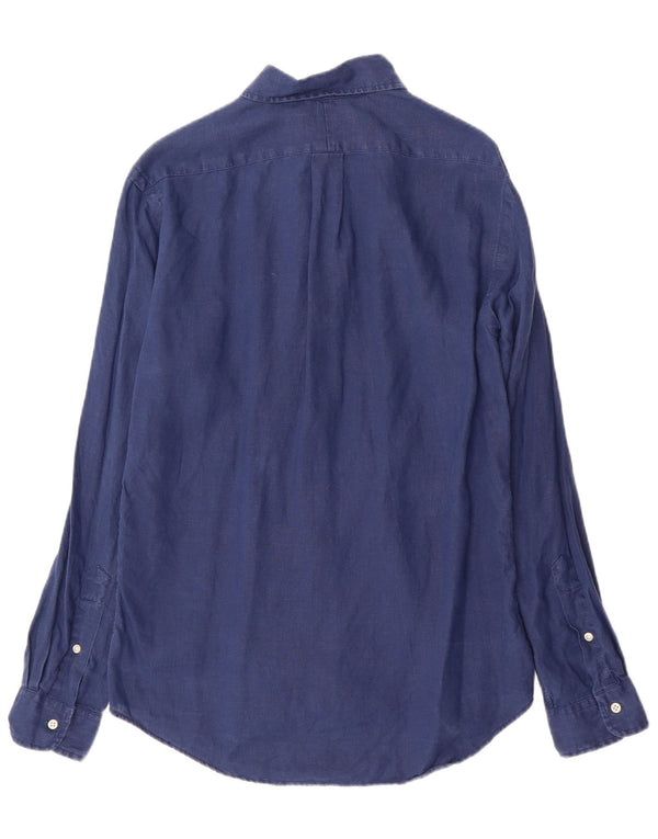 Мужская рубашка узкого кроя Ralph Lauren среднего размера, темно-синяя, льняная