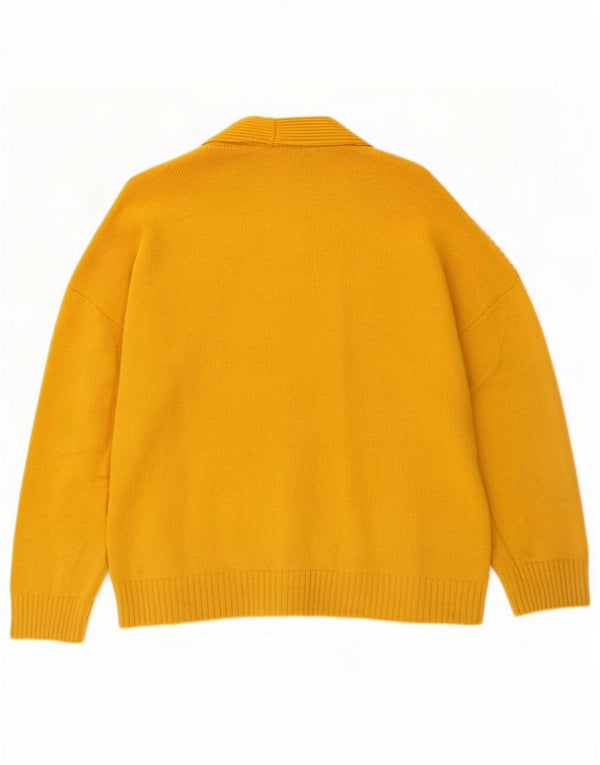 Benetton Womens Cardigan Sweater UK 16 Large Yellow Striped