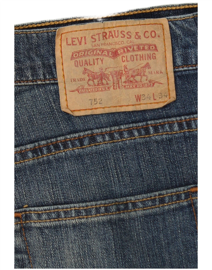 Мужские прямые джинсы Levi's 752 W34 L29 синие, хлопок