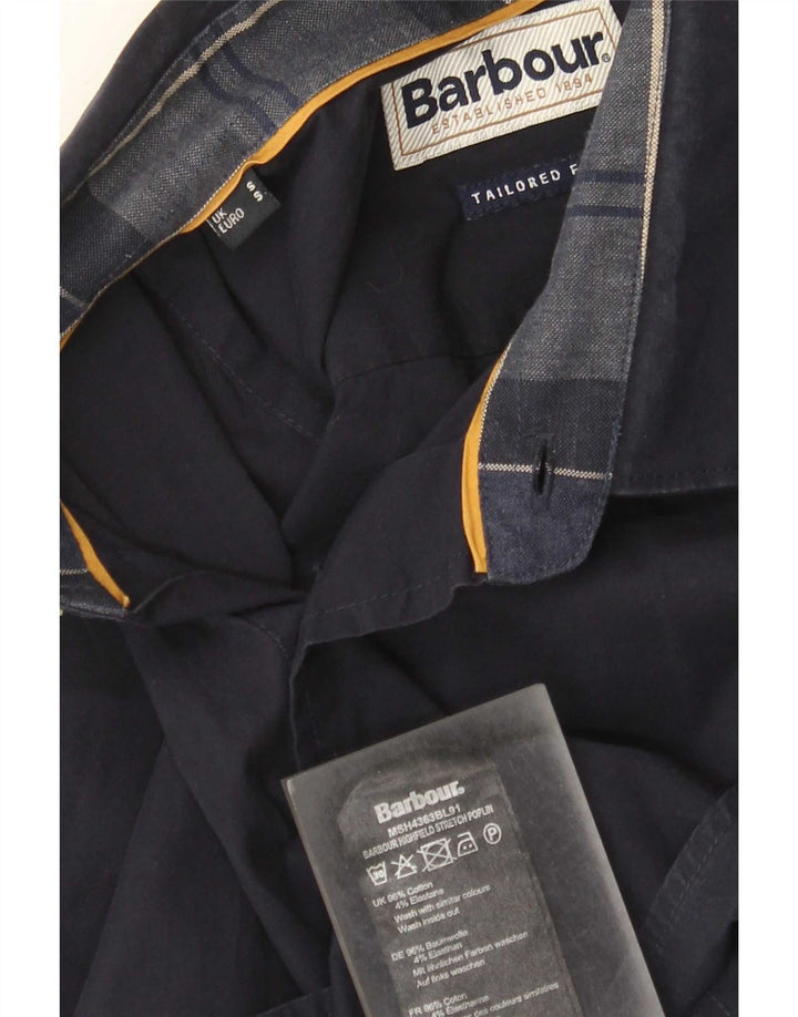 Мужская рубашка Barbour Tailor Fit, маленькая, темно-синяя, хлопковая