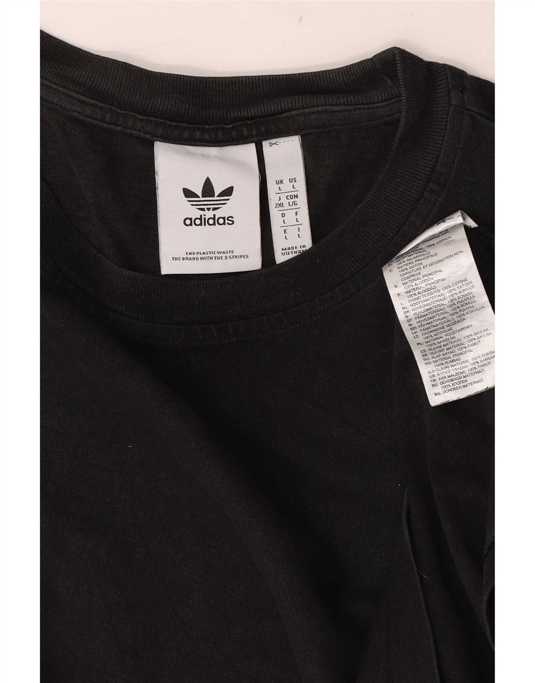 Мужская футболка Adidas Top большого размера из хлопка черного цвета