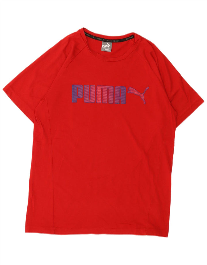 Мужская футболка с рисунком Puma, хлопковый топ среднего красного цвета