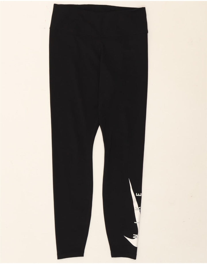 Женские леггинсы с рисунком Nike Dri Fit UK 12, средний черный, полиэстер