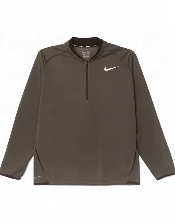 Мужской пуловер с воротником на молнии Nike Dri Fit XL, серый полиэстер