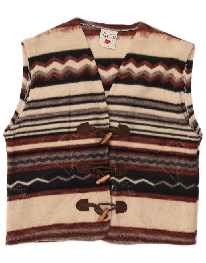 Женский спортивный жилет VINTAGE из флиса, Великобритания 14, средний цвет в разноцветную полоску