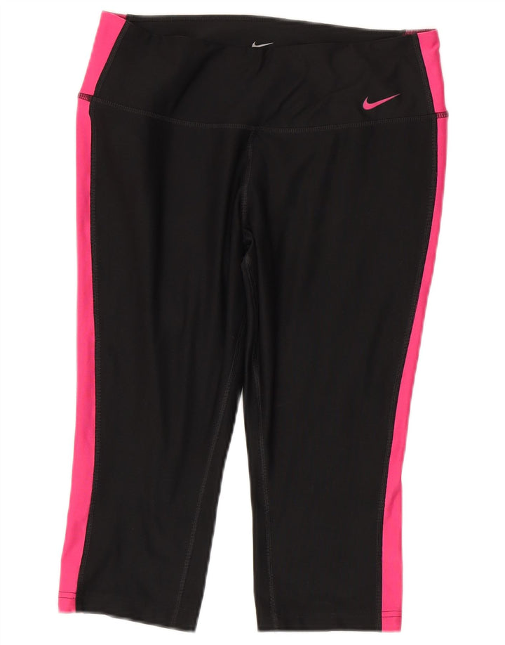 Женские леггинсы-капри Nike Dri Fit UK 12, средние черные цветные блоки