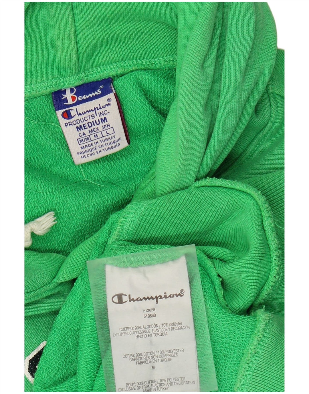 CHAMPION Mens Graphic Hoodie Jumper Medium Green Cotton