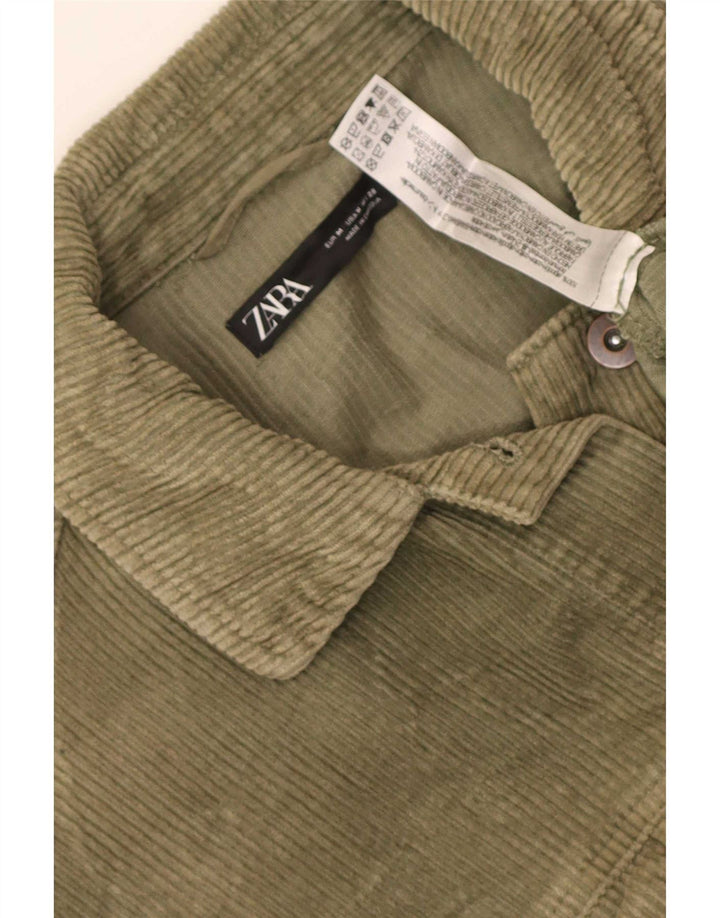 Женская вельветовая куртка оверсайз Zara UK 14, хлопок среднего цвета хаки