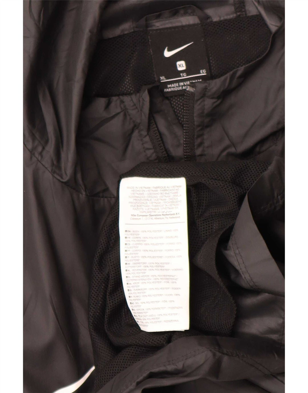 Мужская дождевик с капюшоном и графикой Nike UK 42 XL, черный полиэстер