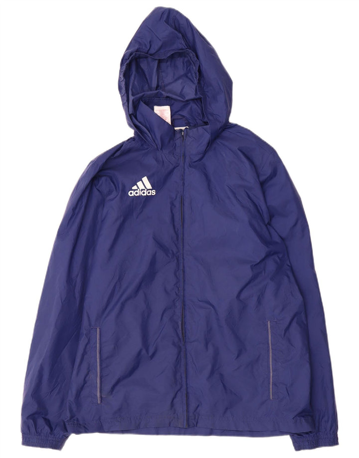 Дождевик с капюшоном Adidas для мальчиков 13-14 лет, темно-синий, полиэстер