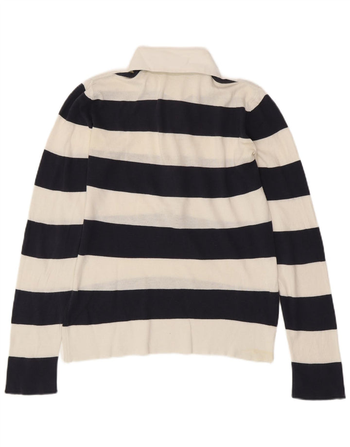 Женская трикотажная рубашка-поло для регби BENETTON UK 14, средняя, белая в полоску