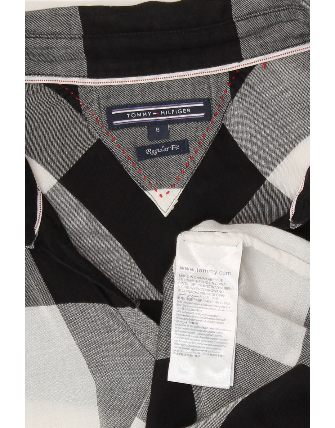 Женская рубашка стандартного кроя Tommy Hilfiger US 8, средний черный цвет в клетку, вискоза