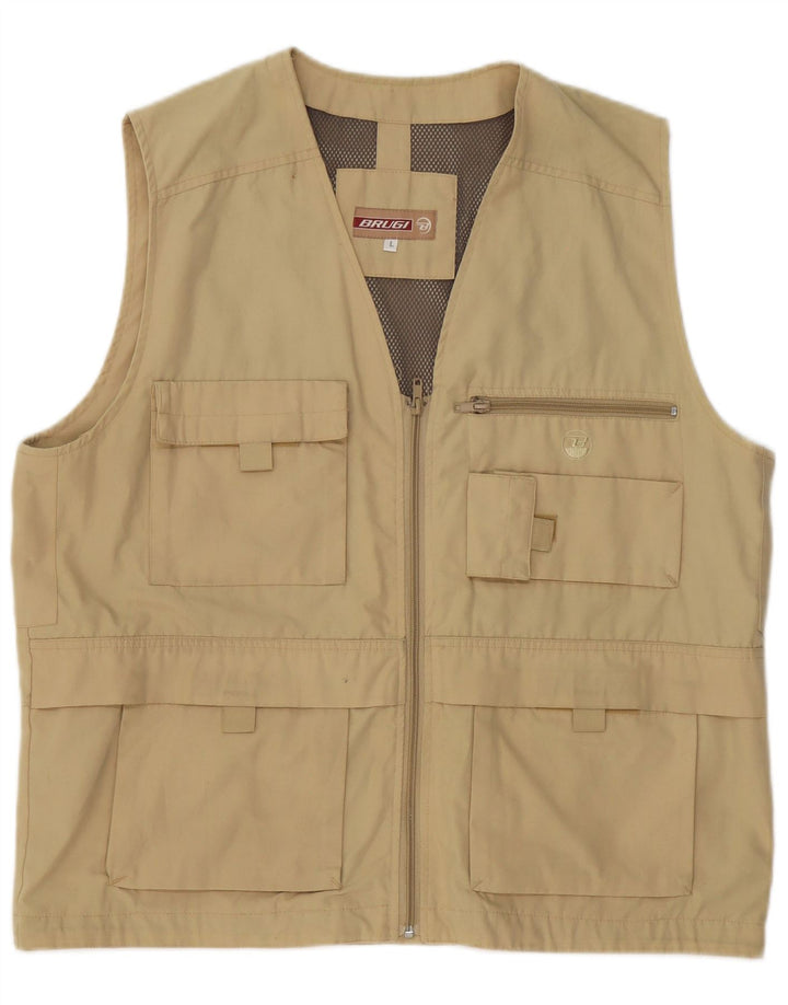 Мужской жилет Brugi Utility Gilet UK 40, большой размер, цвет хаки, полиэстер