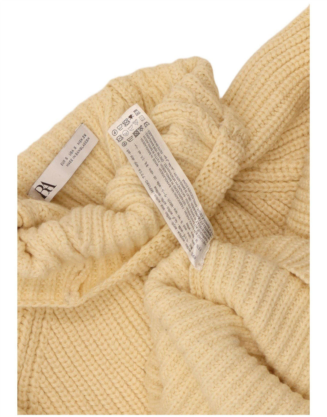 Женский укороченный джемпер с высоким воротником ZARA, размер UK 10, маленький желтый цвет