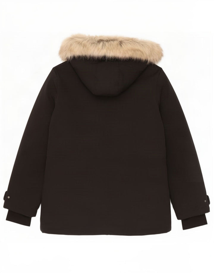 Женская стеганая куртка с капюшоном Zara UK 16, большой черный полиэстер