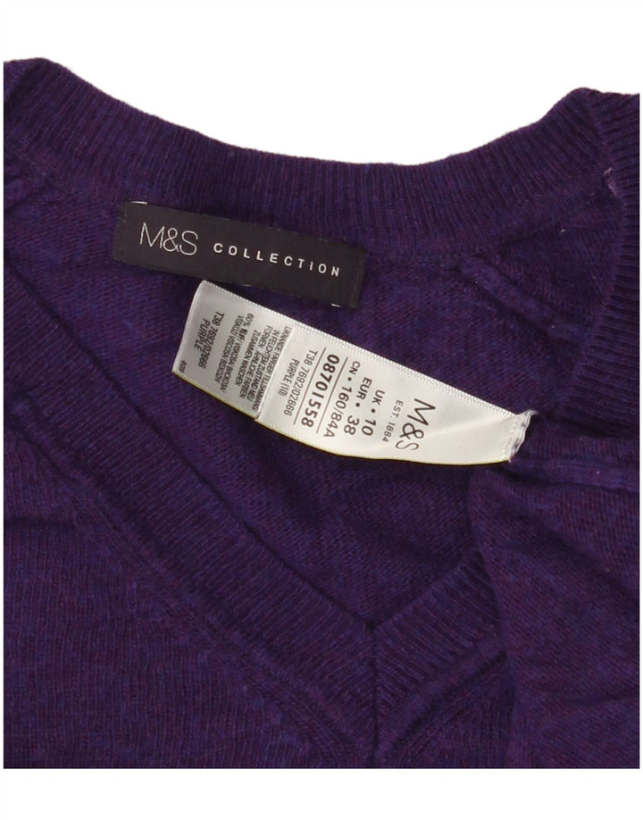 Женский свободный джемпер с v-образным вырезом MARKS & SPENCER UK 10, маленький фиолетовый
