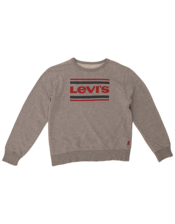 Толстовка с рисунком LEVI'S для мальчиков, 11-12 лет, серый хлопок