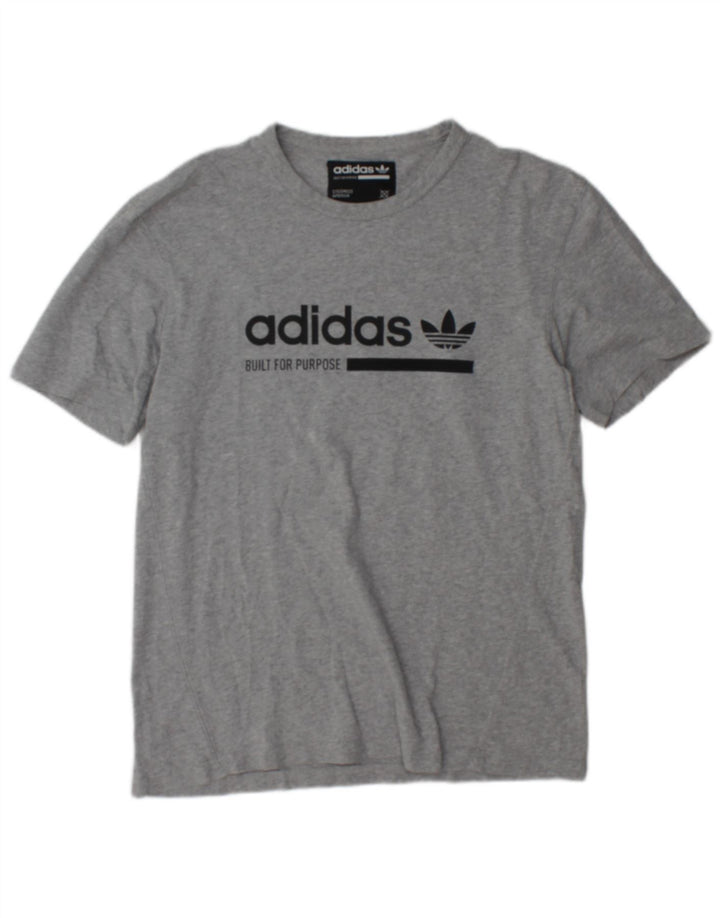 Мужская футболка с рисунком Adidas, маленькая, серая