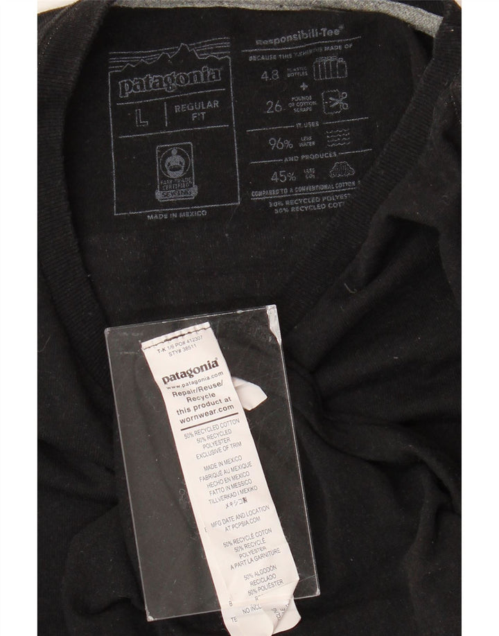 PATAGONIA Мужская футболка обычного кроя с рисунком, большой черный хлопок