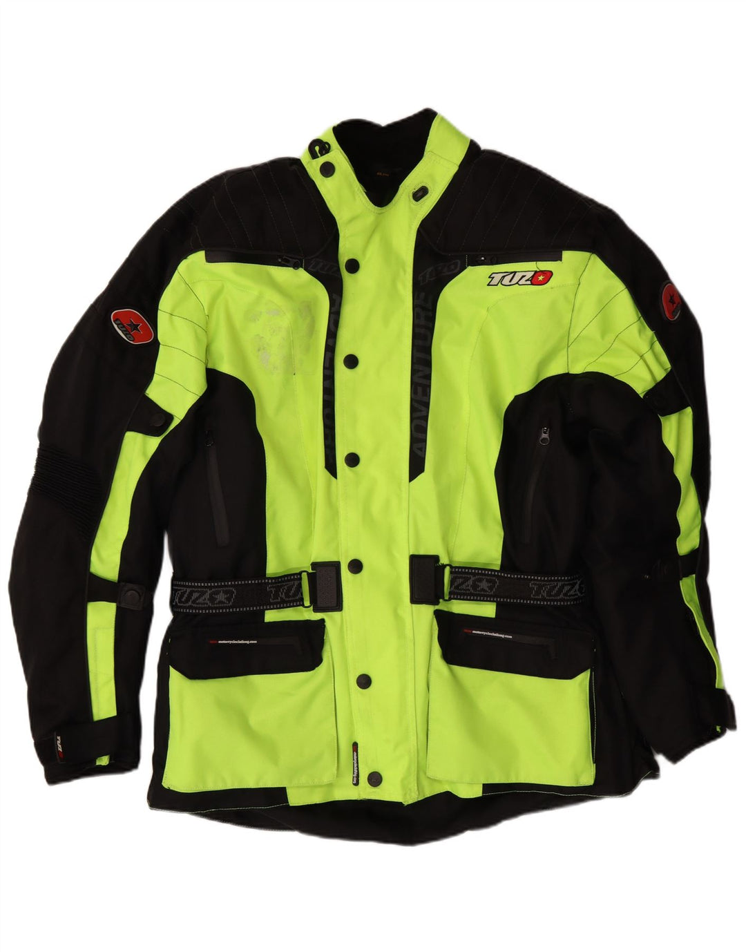 ВИНТАЖНАЯ Мужская куртка-бомбер с рисунком Moto Racer UK 44 2XL, зеленая с цветными блоками