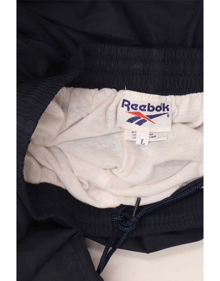 Мужские спортивные брюки Reebok, большие темно-синие брюки из полиэстера