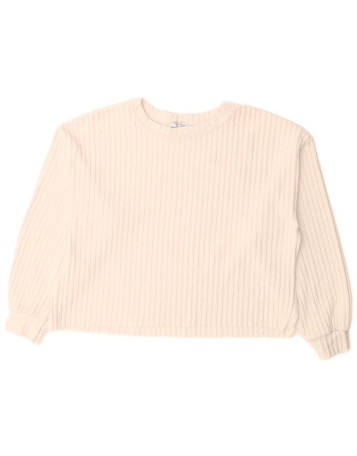 Женский свободный джемпер с круглым вырезом Zara UK 14, средний белый