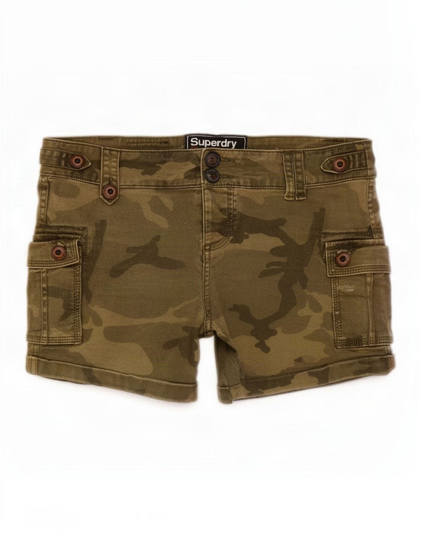 Женские шорты карго Superdry Small W30, зеленый камуфляжный хлопок