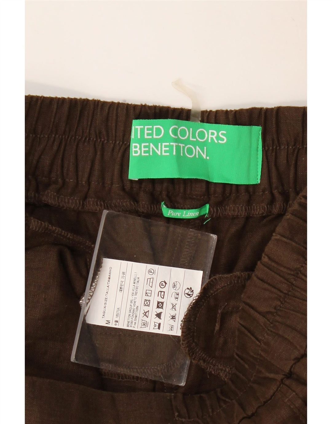 BENETTON Женские зауженные брюки чинос среднего размера W28 L27 Коричневые льняные брюки