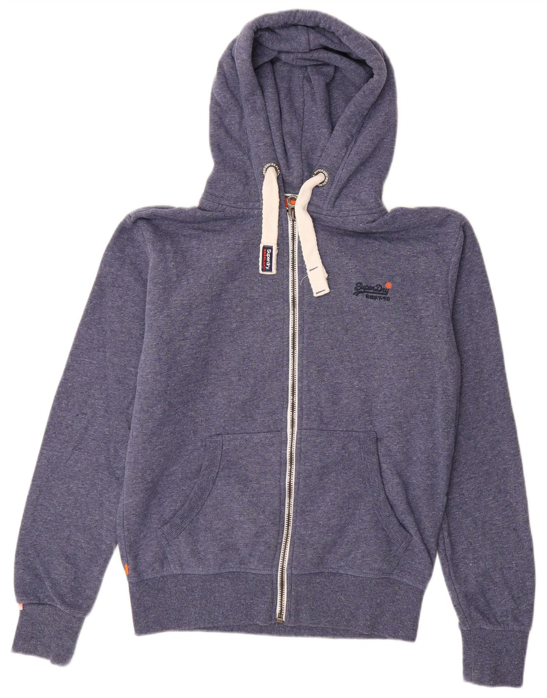 SUPERDRY Мужской свитер с капюшоном на молнии, средний синий, хлопок