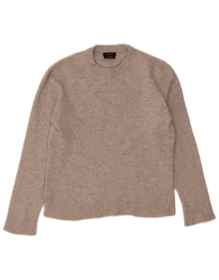 Женский джемпер с круглым вырезом Massimo Dutti UK 14, средний серый в крапинку