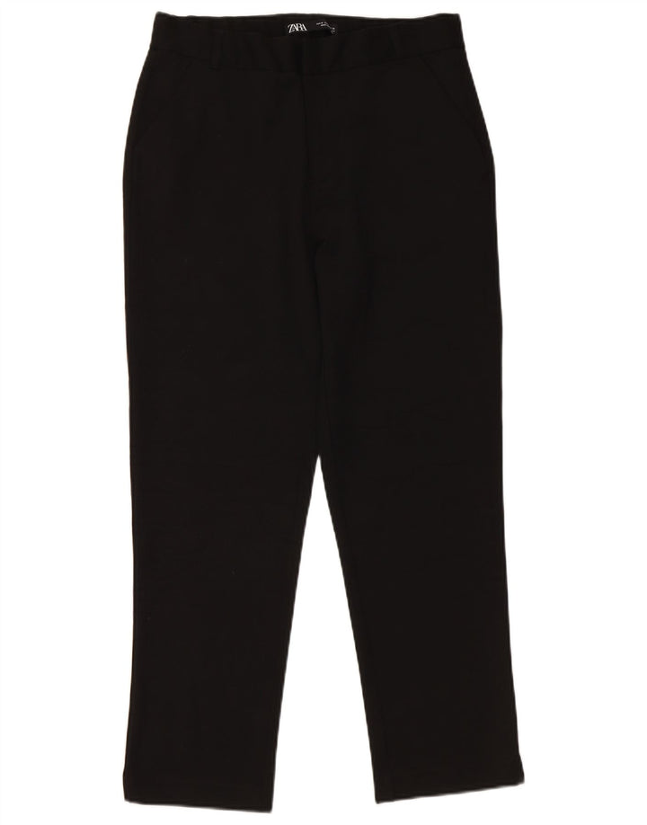 Женские прямые укороченные брюки Zara Medium W30 L25, черные, полиэстер