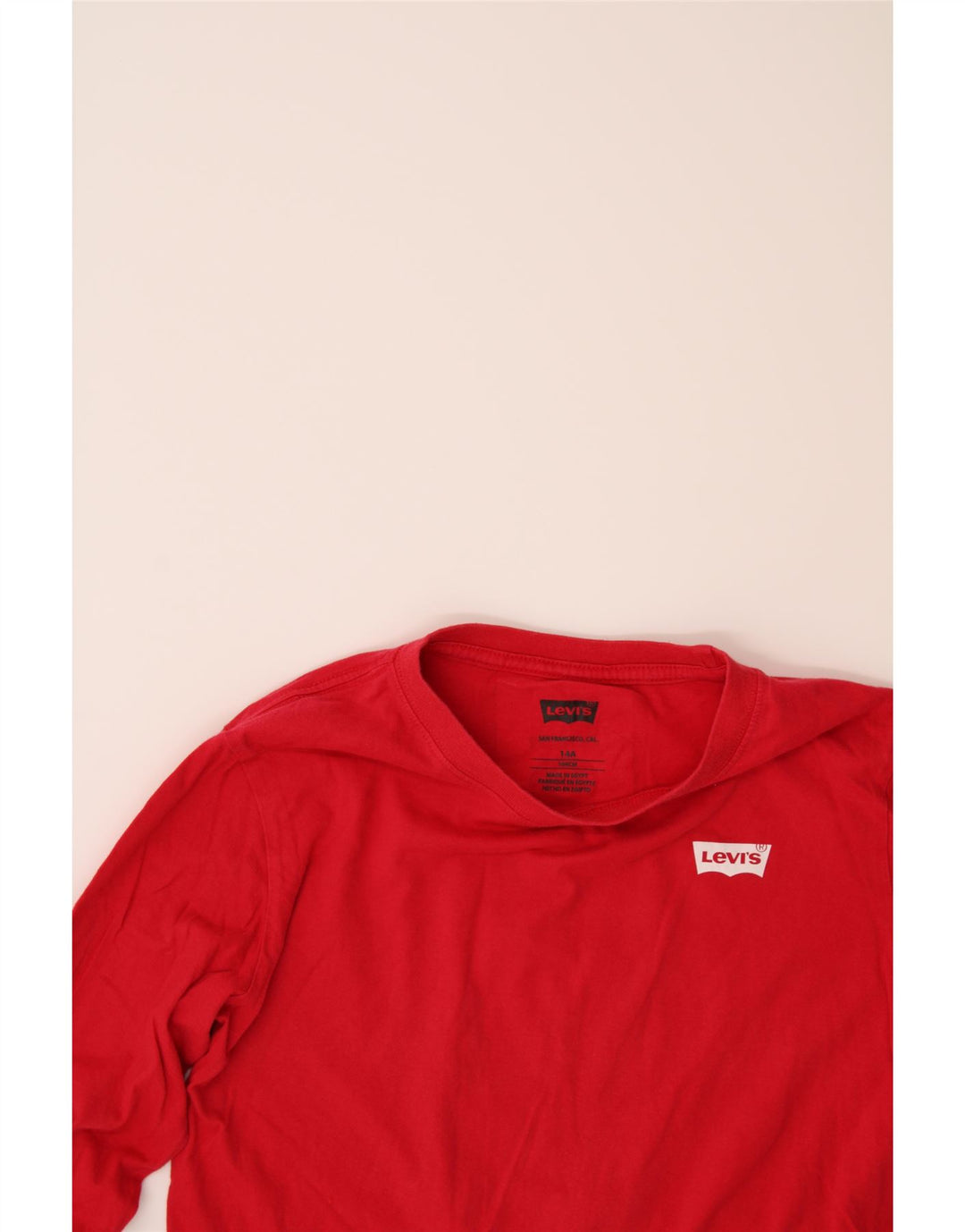 LEVI'S Boys Graphic Top Long Sleeve 13-14 Years Red Vintage Levi's and Second-Hand Levi's from Messina Hembry 