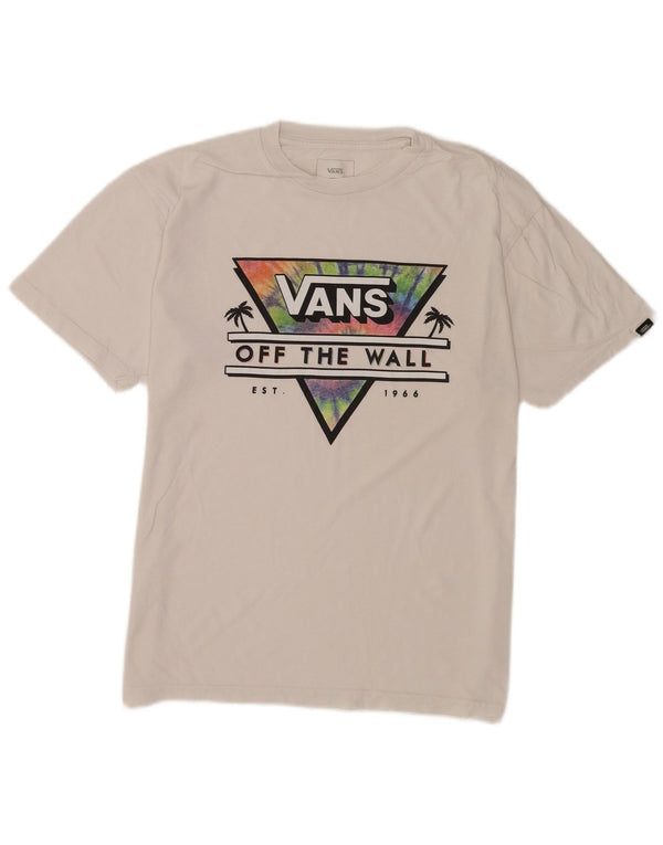 Мужская футболка классического кроя с рисунком Vans, хлопковый топ среднего размера, белый цвет