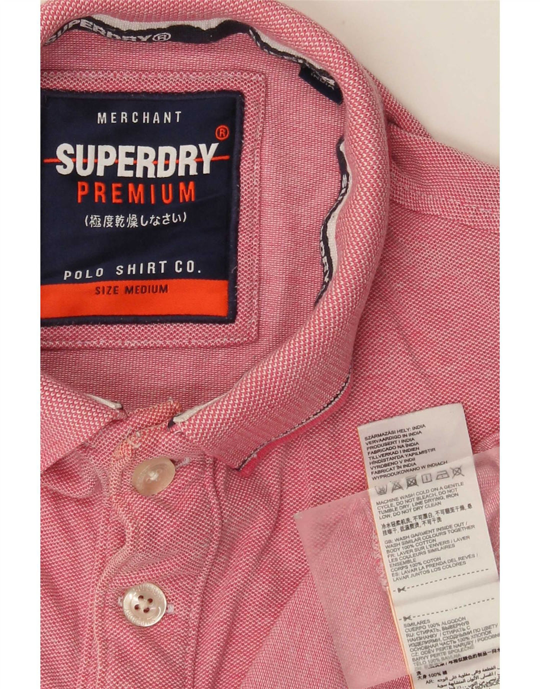 Мужская рубашка-поло Superdry, хлопковая рубашка среднего розового цвета в крапинку