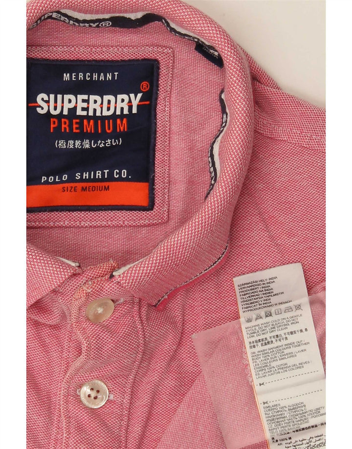 Мужская рубашка-поло Superdry, хлопковая рубашка среднего розового цвета в крапинку